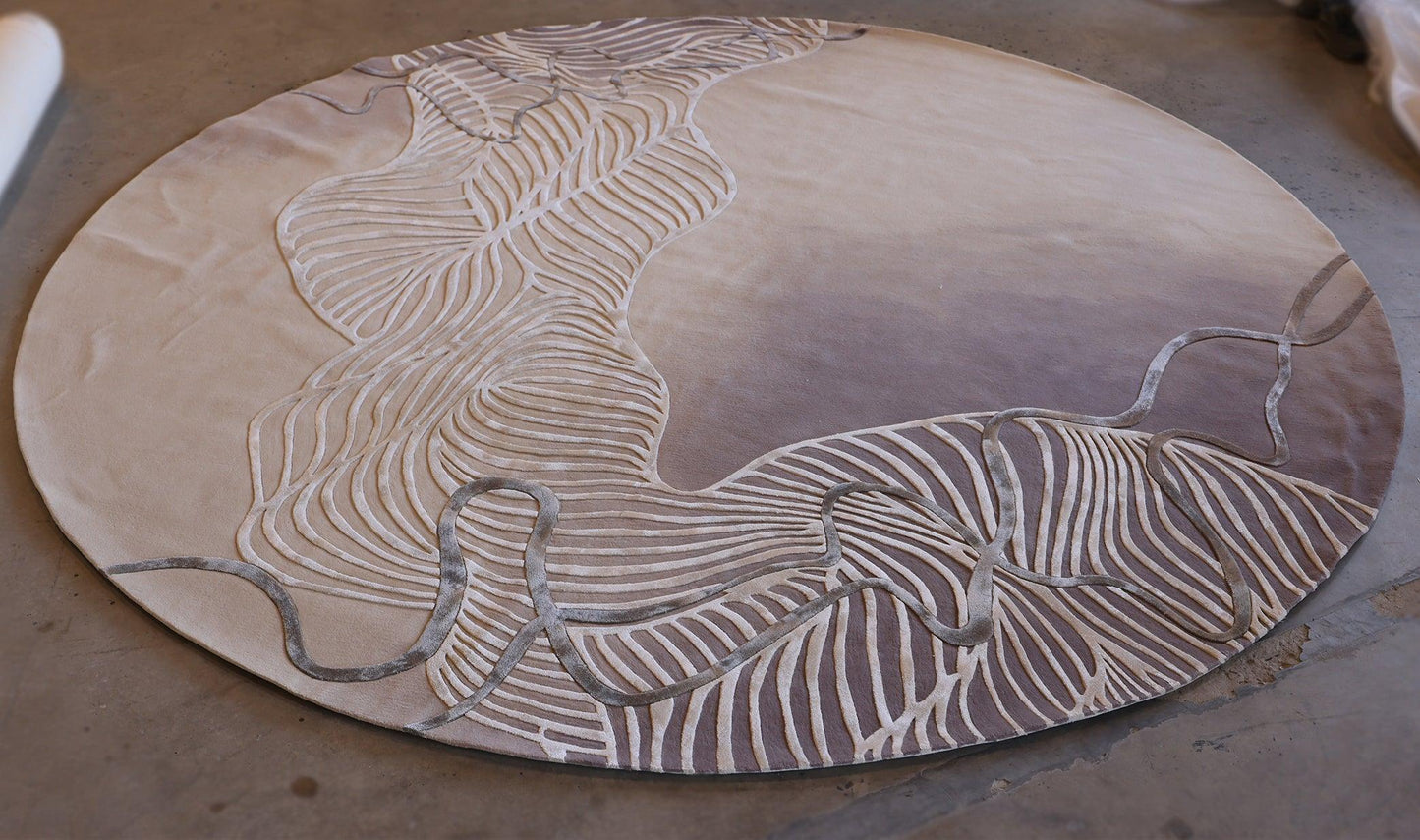 2m Silk Ribbons Round (Original) Carpet - New Zealand Wool and Bamboo Silk - Zuma UAE