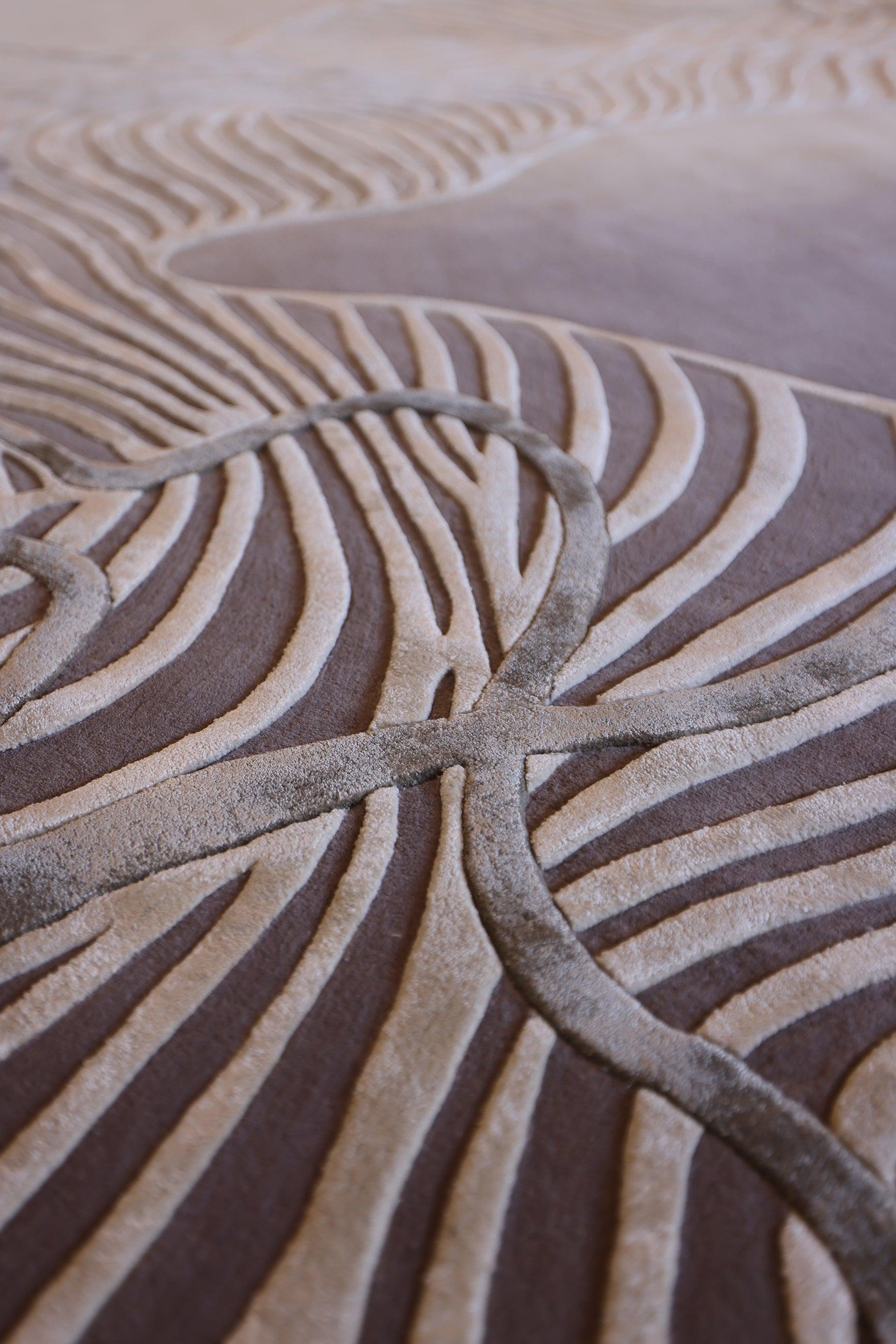 4m Silk Ribbons Round (Original) Carpet - New Zealand Wool and Bamboo Silk - Zuma UAE