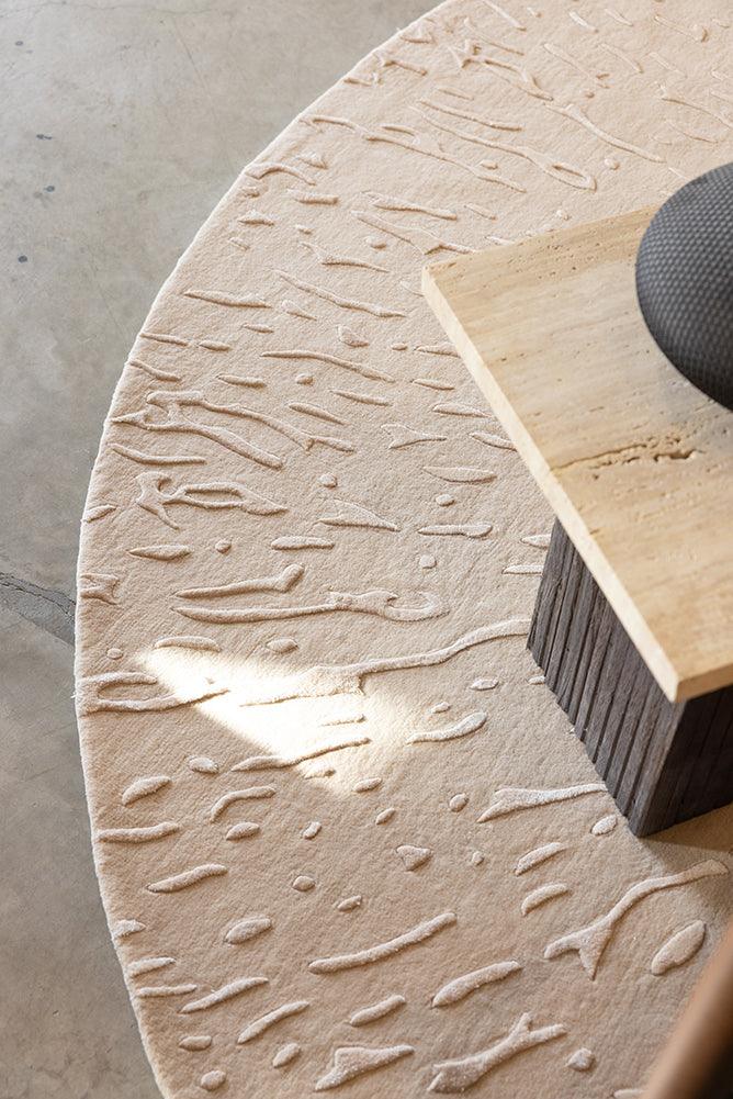 2.5*3.5m Silk Splatter 2.0 (Beige) Carpet - New Zealand Wool and Polished Cotton Silk - Zuma UAE