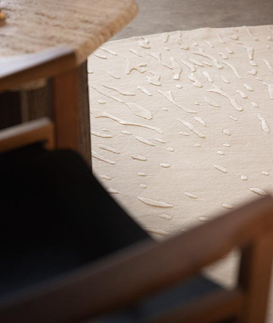 3*4m Silk Splatter 2.0 (Ivory) Carpet - New Zealand Wool and Polished Cotton Silk - Zuma UAE