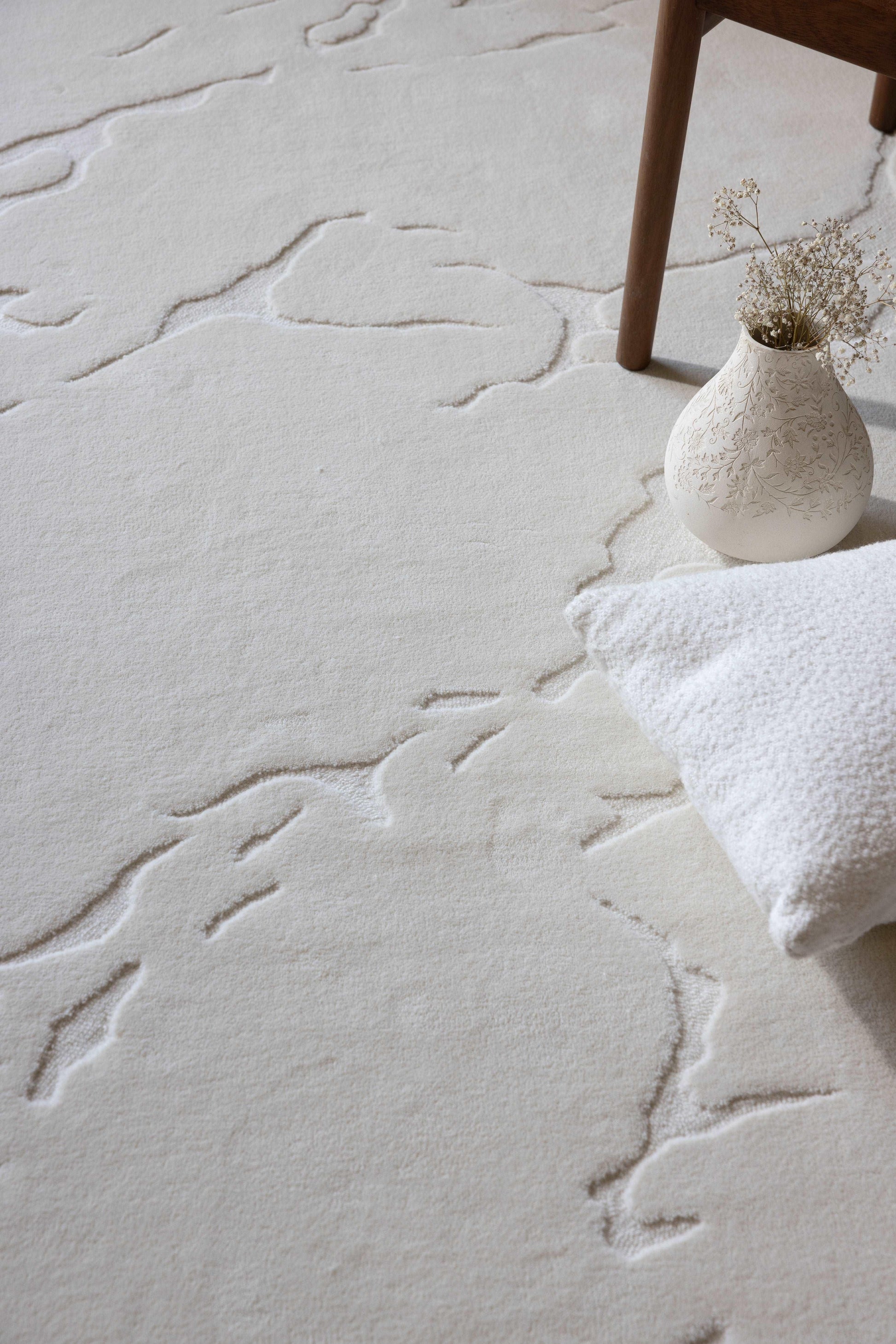 Dry Earth (Snow) Carpet - 100% Extra Fine Australian Wool - Zuma UAE