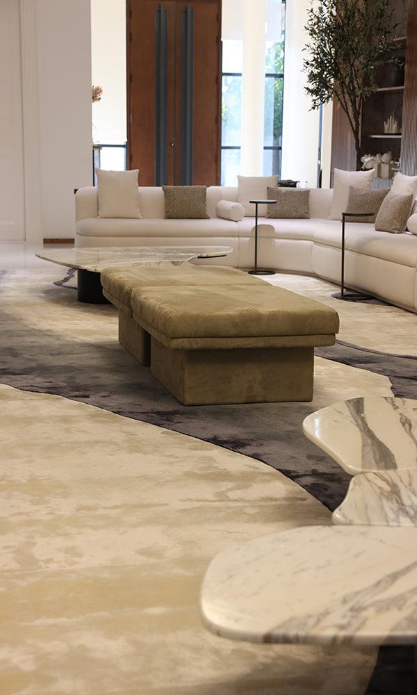 4*6m Saadiyat (Ink) Carpet - Hand Carded Semi Worsted New Zealand Wool and Bamboo Silk - Zuma UAE