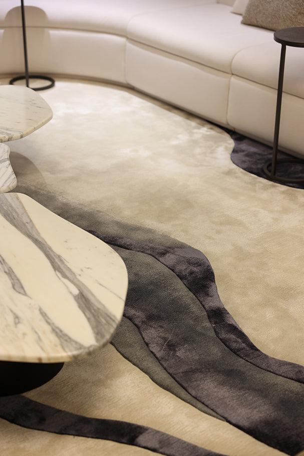 3*4m Saadiyat (Ink) Carpet - Hand Carded Semi Worsted New Zealand Wool and Bamboo Silk - Zuma UAE