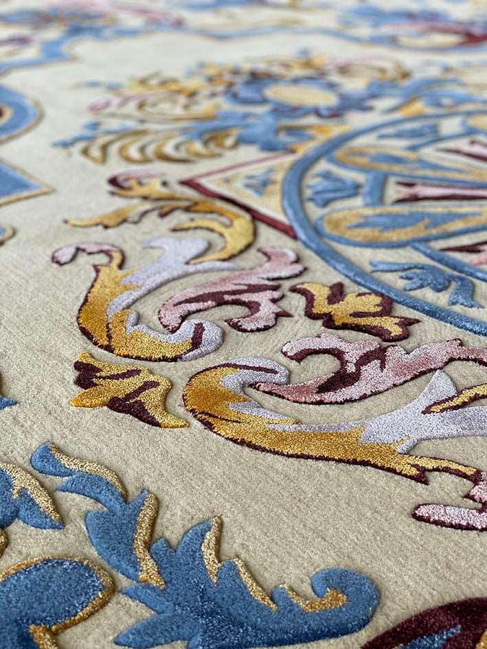 4*6m French Accent Carpet - Hand Tufted in Cotton Silk and New Zealand Wool - Zuma UAE