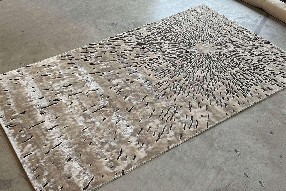 3*4m Loop Splatter (Mocha) Carpet - Extra Fine Australian Wool and Cotton Silk - Zuma UAE
