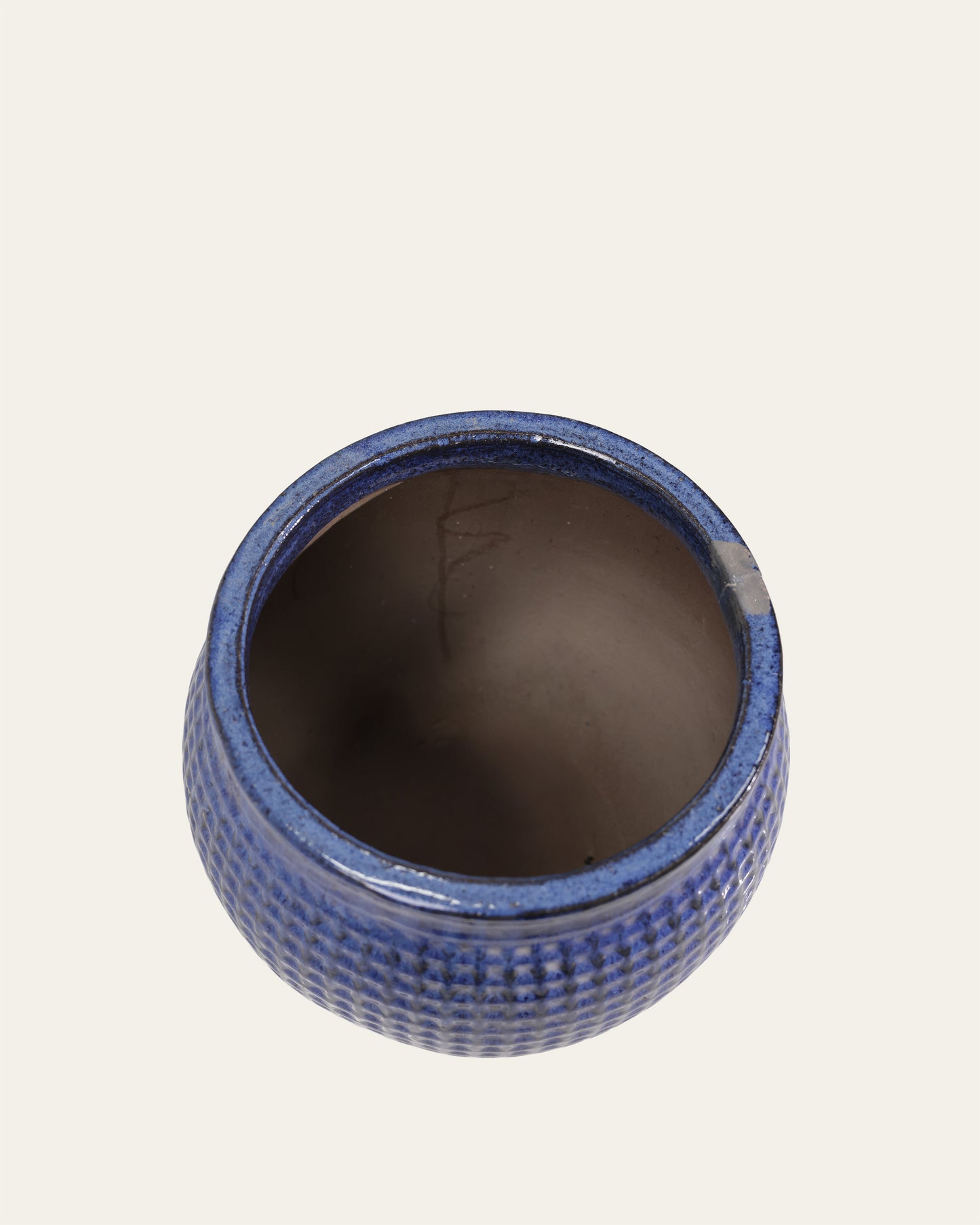 Cobalt Blue Diamond Grid Textured Glazed Pot – 38cm & 43cm