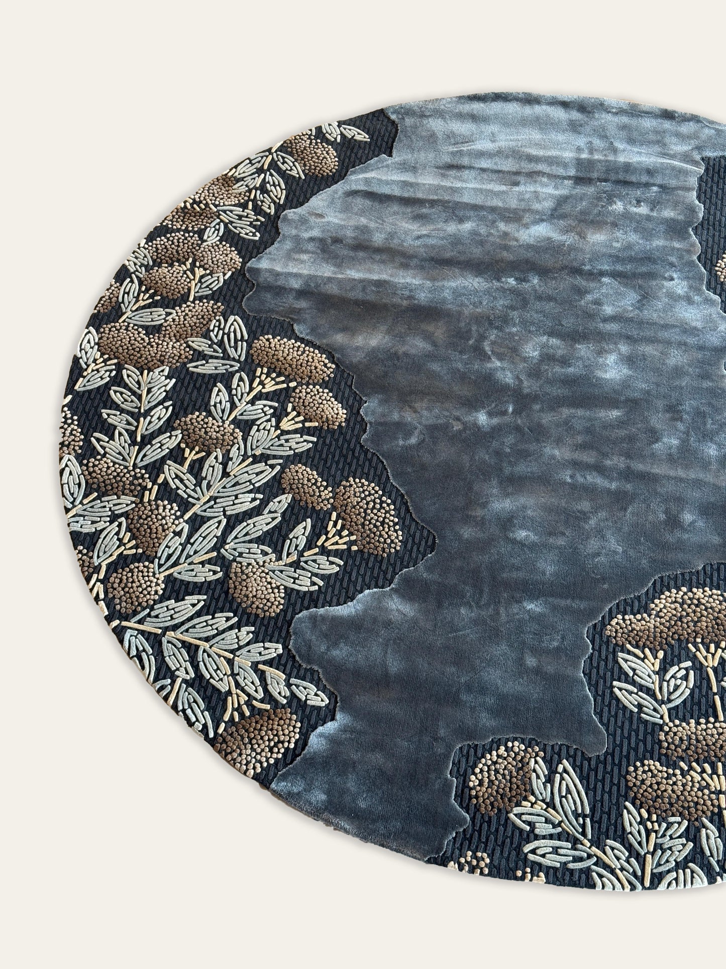 Round placemat with floral pattern on a white background