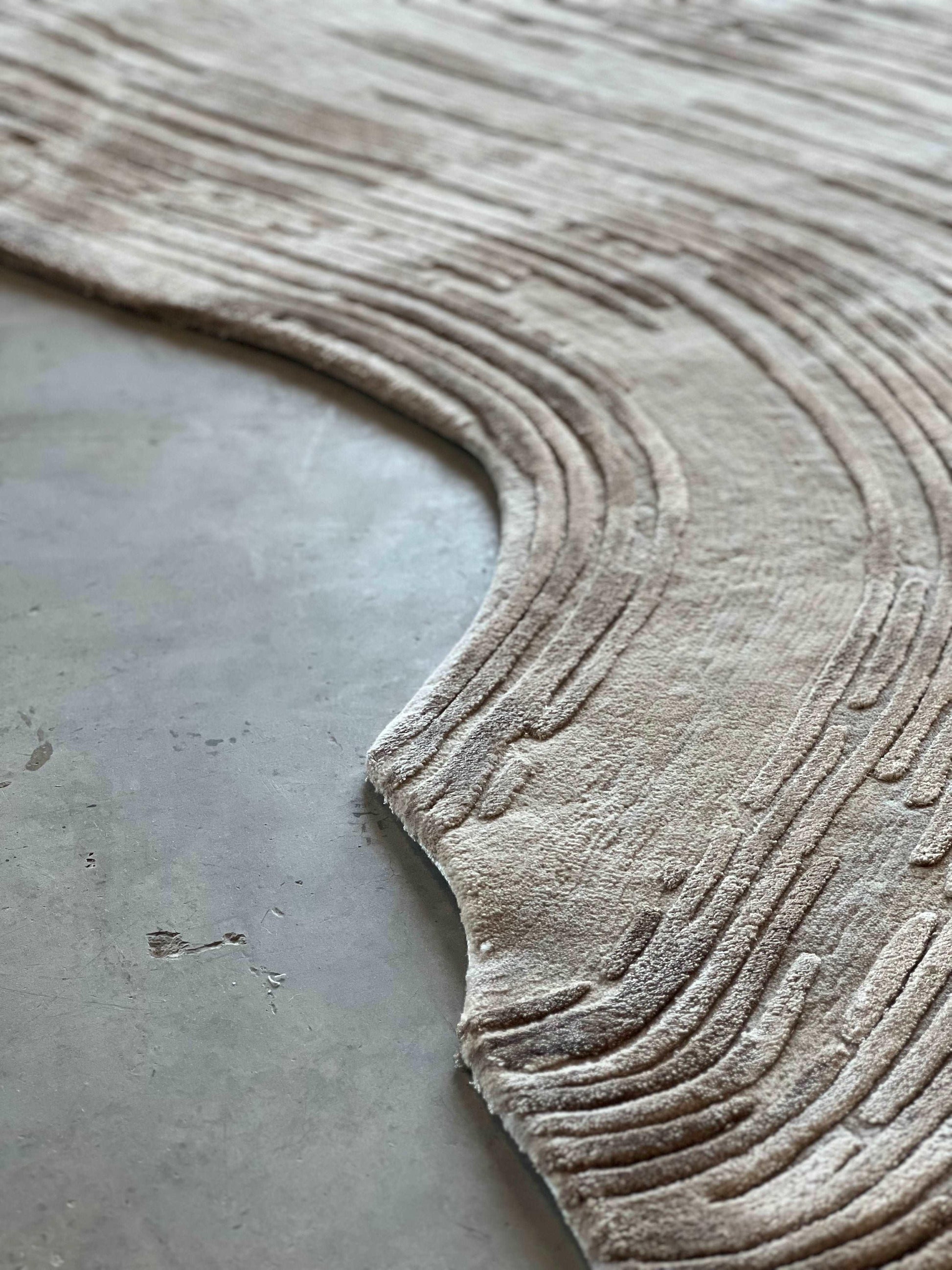 2*3m Fleur Praline Carpet -  New Zealand Wool and Polished Cotton Silk - Zuma UAE