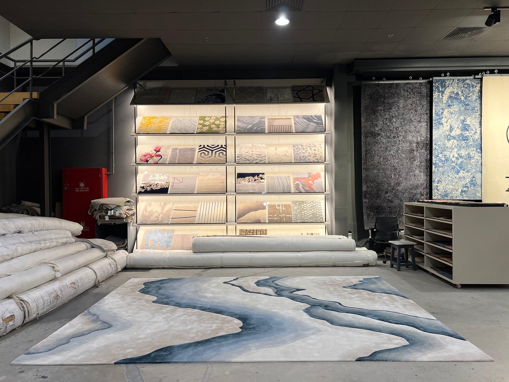 Saadiyat (Aqua) Carpet - Hand Carded Semi Worsted New Zealand Wool and Bamboo Silk - Zuma UAE