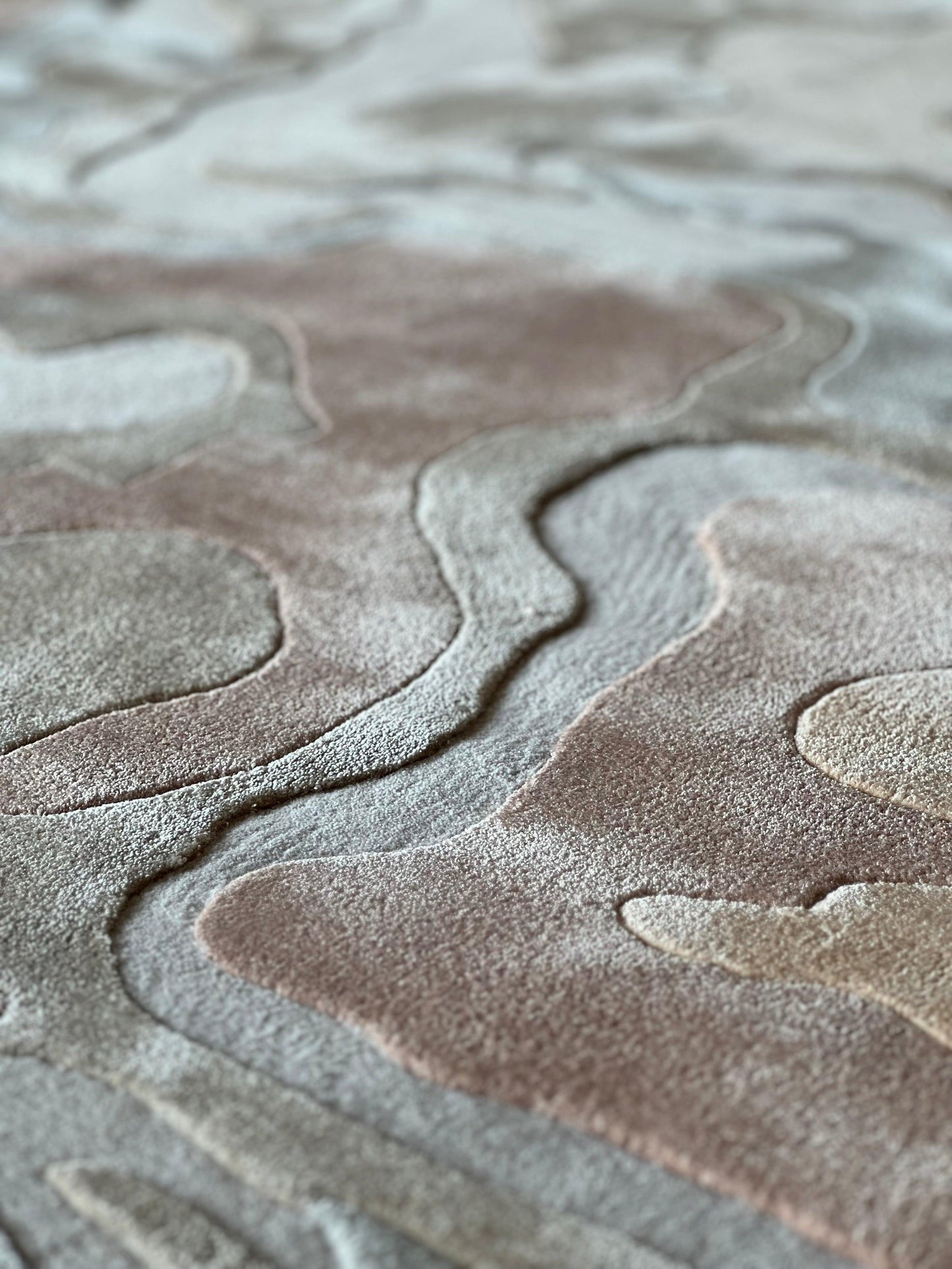 Oil Spill (Coral) Carpet - New Zealand Wool and Polished Cotton Silk - Zuma UAE