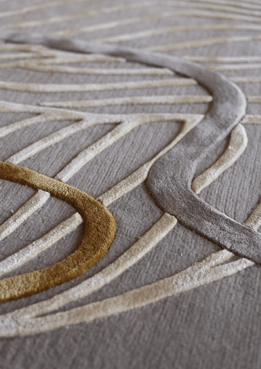 Silk Ribbon Gold Carpet - Semi-worsted New Zealand Wool and Cotton Silk - Zuma UAE