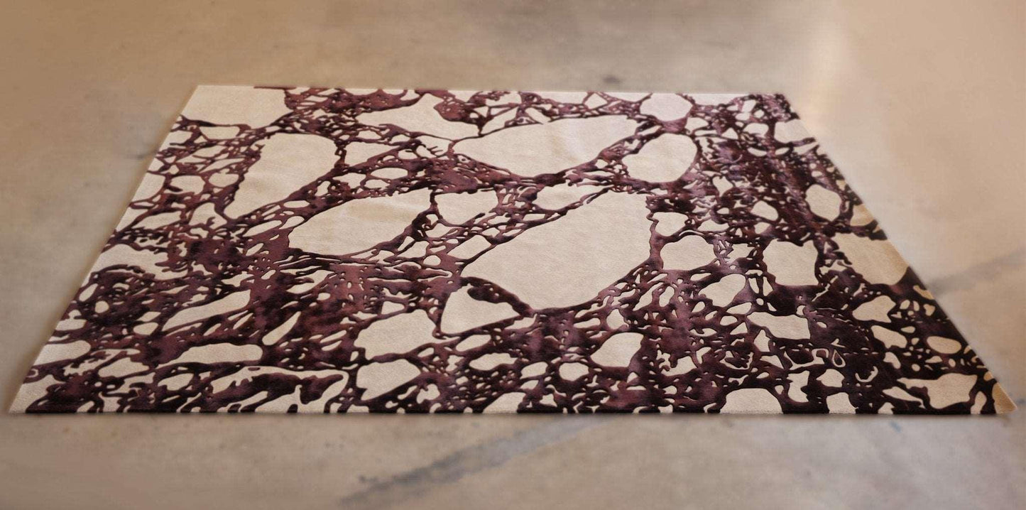 Arabescato (Wine) Carpet - Hand Carded Semi-Worsted New Zealand Wool and Bamboo Silk - Zuma UAE