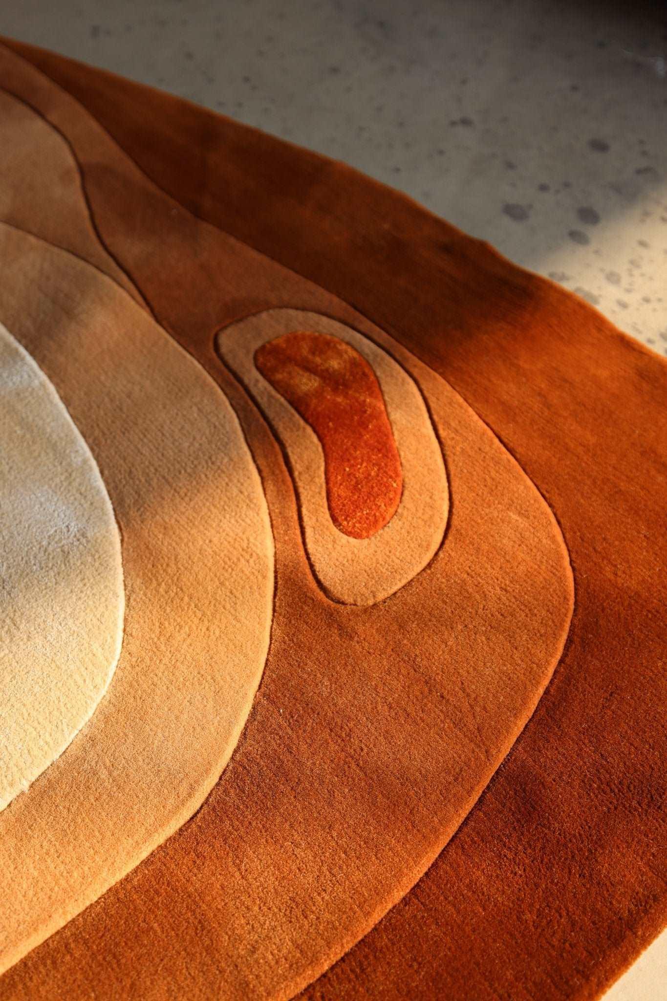 Blobb (Burnt Sienna) Carpet - Semi-Worsted New Zealand Wool and Cotton Silk - Zuma UAE