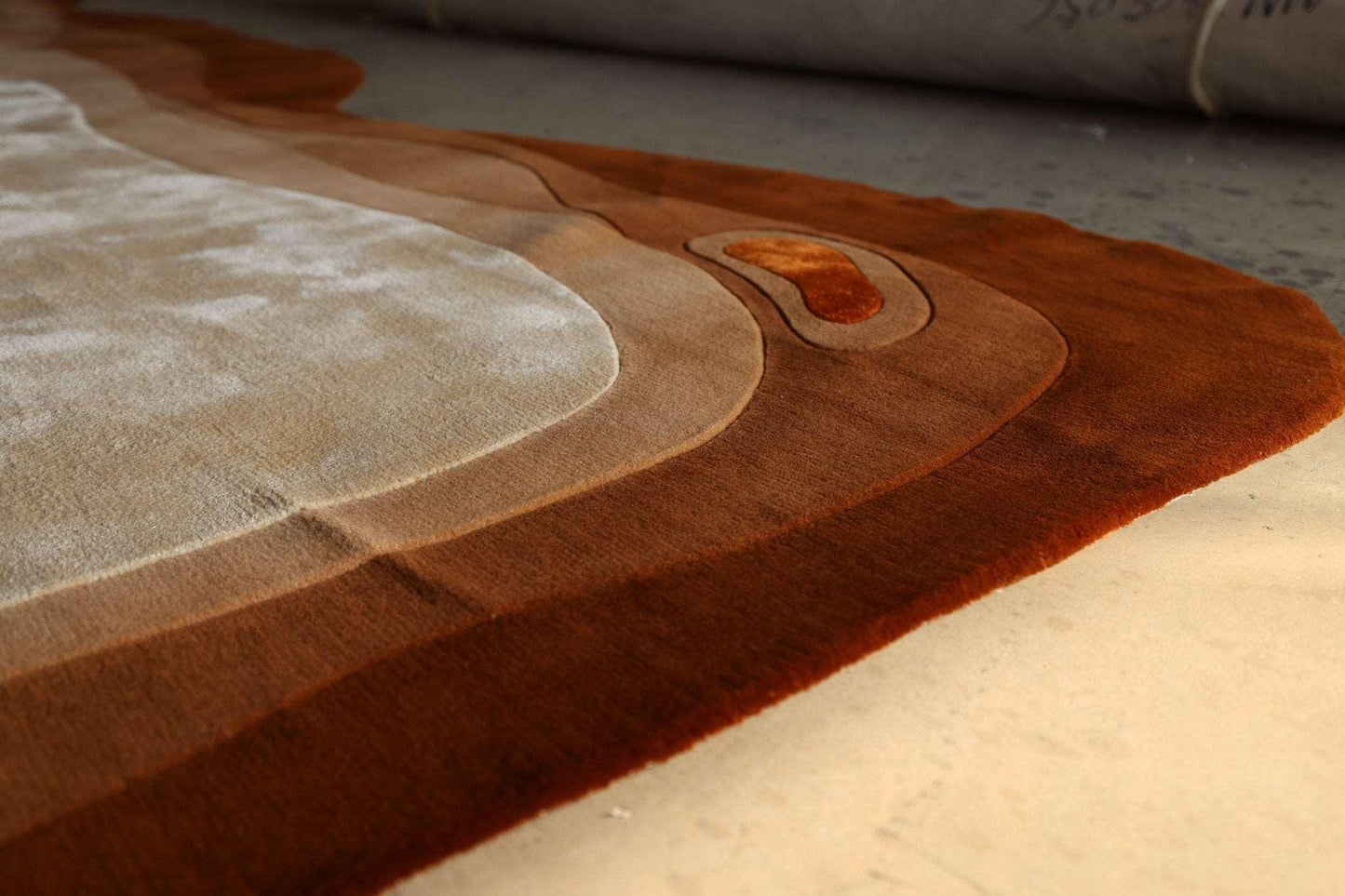 Blobb (Burnt Sienna) Carpet - Semi-Worsted New Zealand Wool and Cotton Silk - Zuma UAE