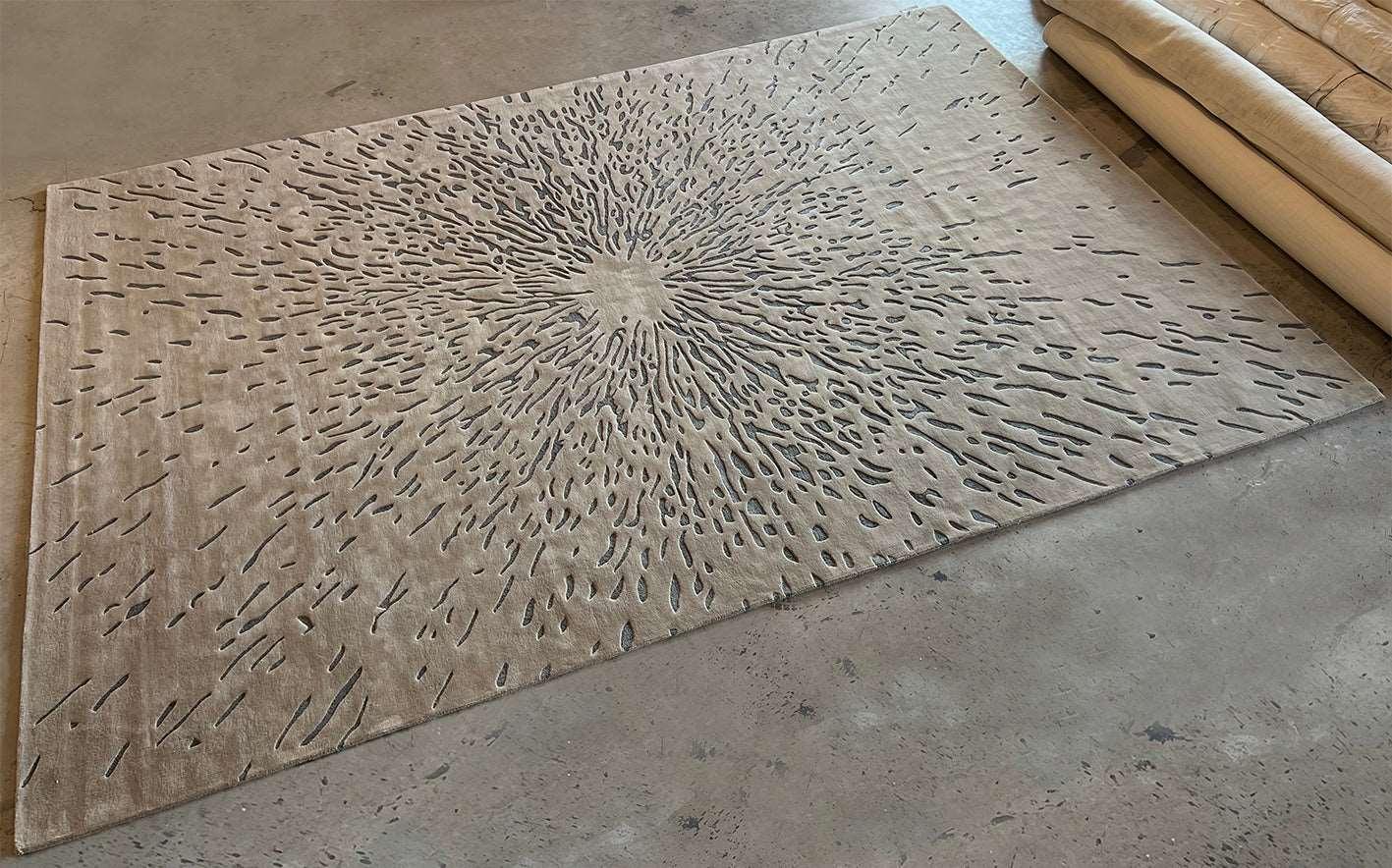 3.5*5m Loop Splatter (Stone Grey) Carpet Online - Extra Fine Australian Wool and Cotton Silk - Zuma UAE