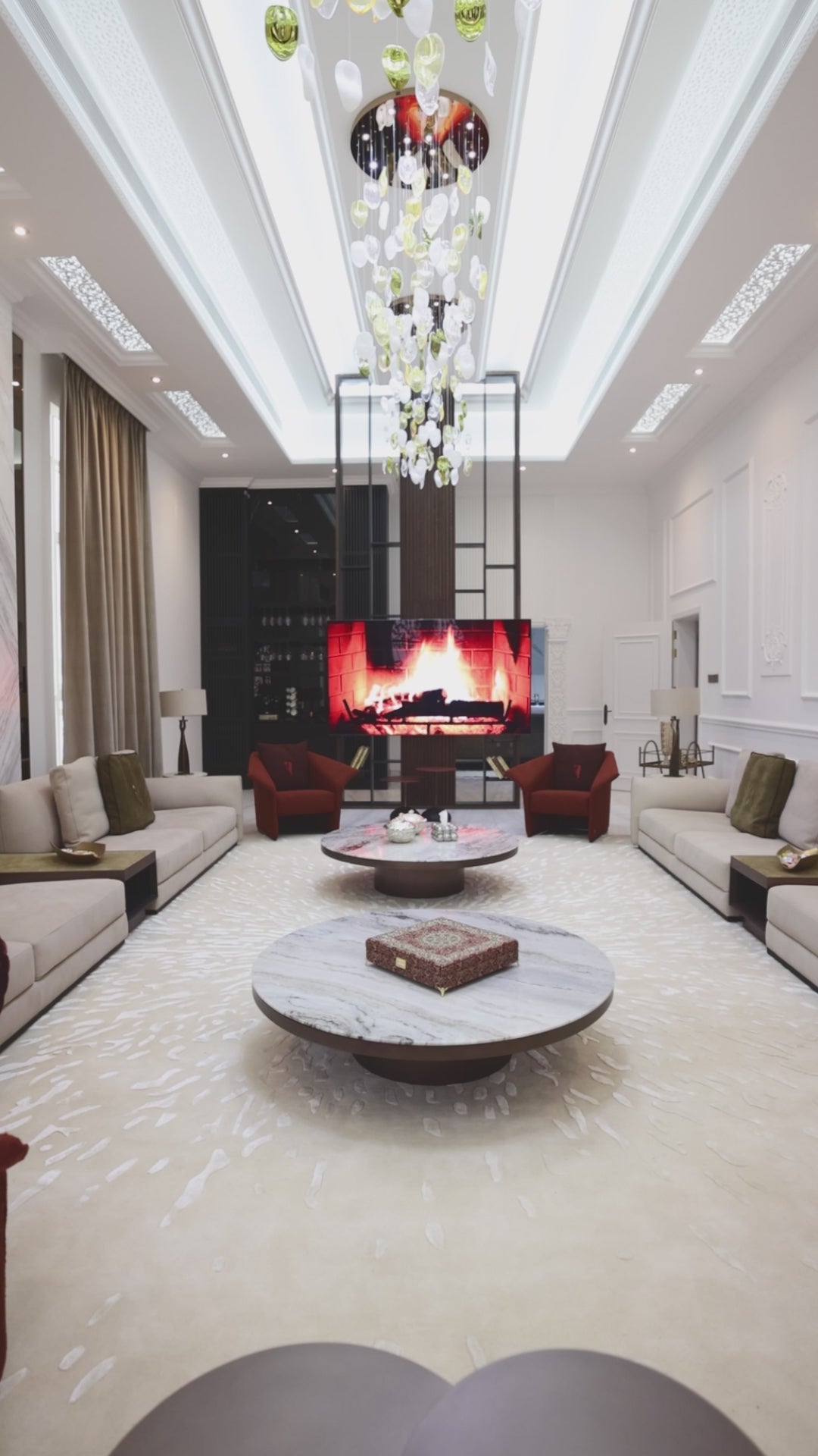 *4m  Silk Splatter (Beige) Carpet - New Zealand Wool and Cotton Silk - Zuma UAE