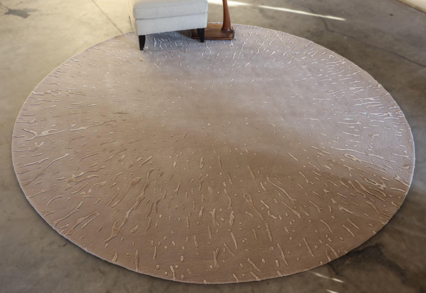 4m Silk Splatter 2.0 (Taupe) Carpet - New Zealand Wool and Polished Cotton Silk - Zuma UAE