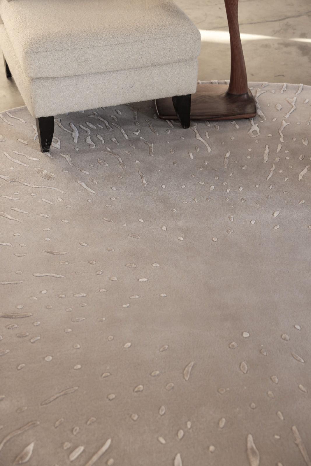 Silk Splatter 2.0 (Taupe) Carpet - New Zealand Wool and Polished Cotton Silk - Zuma UAE