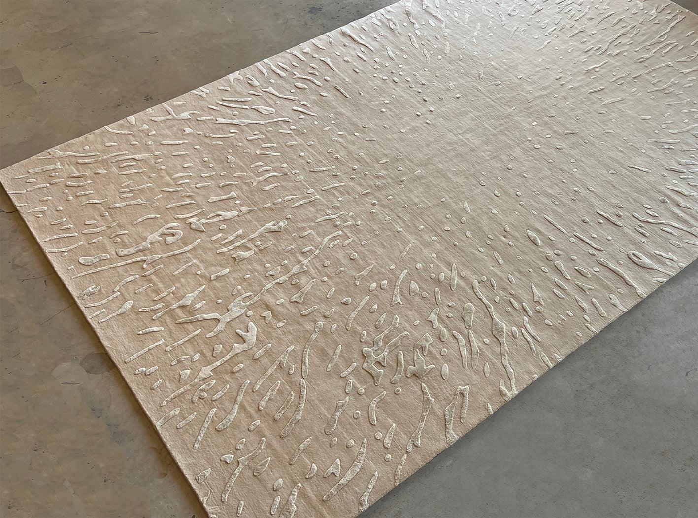 3.5 x 5m Silk Splatter (Beige) Carpet - New Zealand Wool and Cotton Silk - Zuma UAE