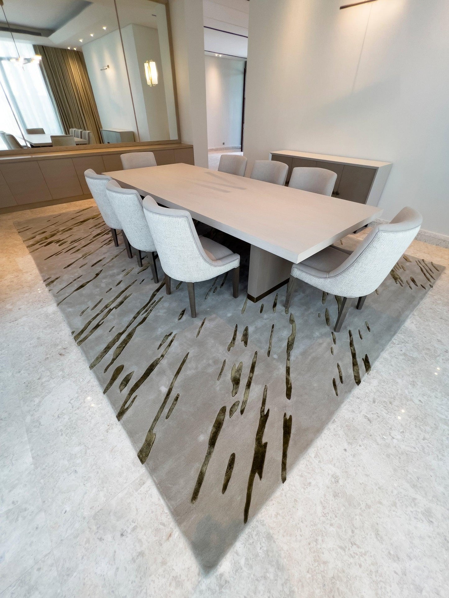 Tapir (Olive Green) Carpet - Bamboo Silk & Wool - Zuma UAE