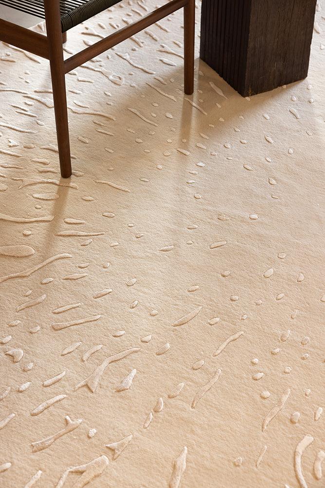 Silk Splatter 2.0 (Beige) Carpet - New Zealand Wool and Polished Cotton Silk - Zuma UAE 