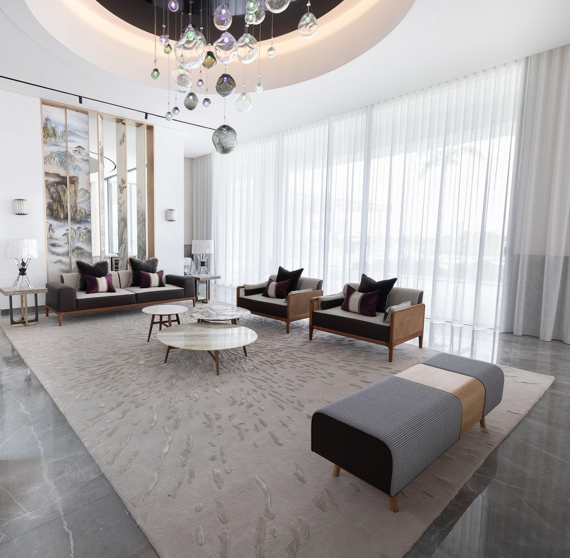 3.5*5m Silk Splatter 3.0 (Taupe) Carpet - Extra Fine Australian Wool and Tencel - Zuma UAE