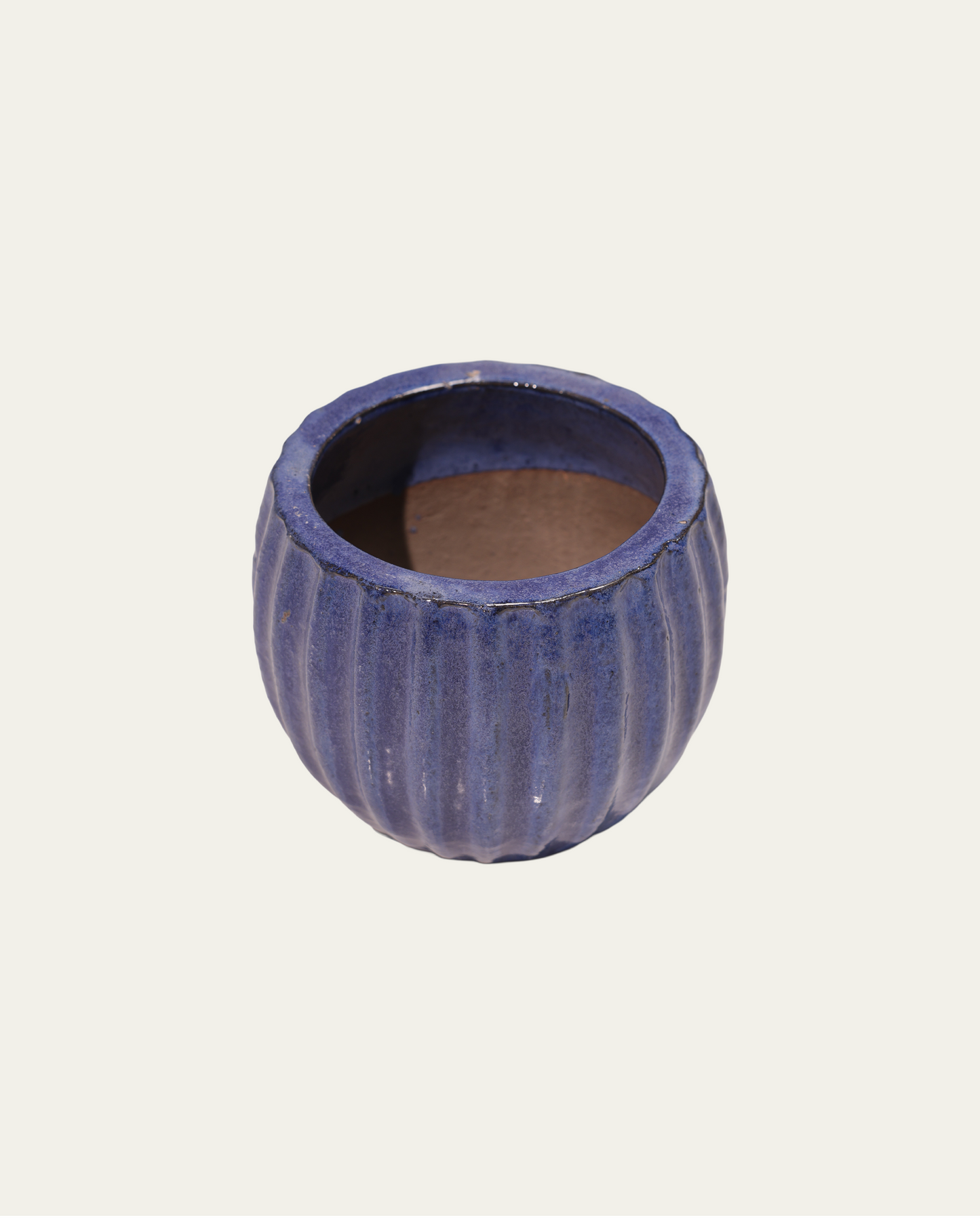 Deep Blue Ribbed Glaze vase