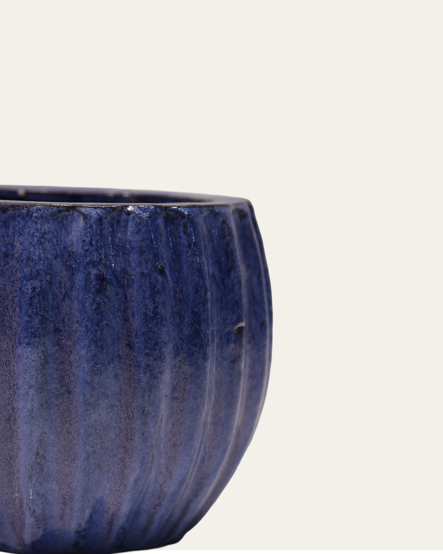Deep Blue Ribbed Glaze vase