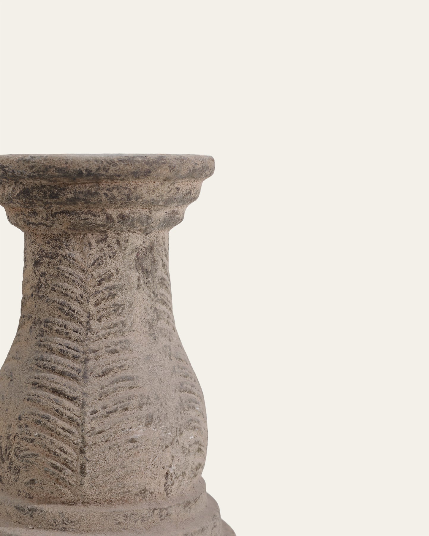 Ancient Stone Matte Carved Double Opening Ceramic Vase – 38cm & 58cm