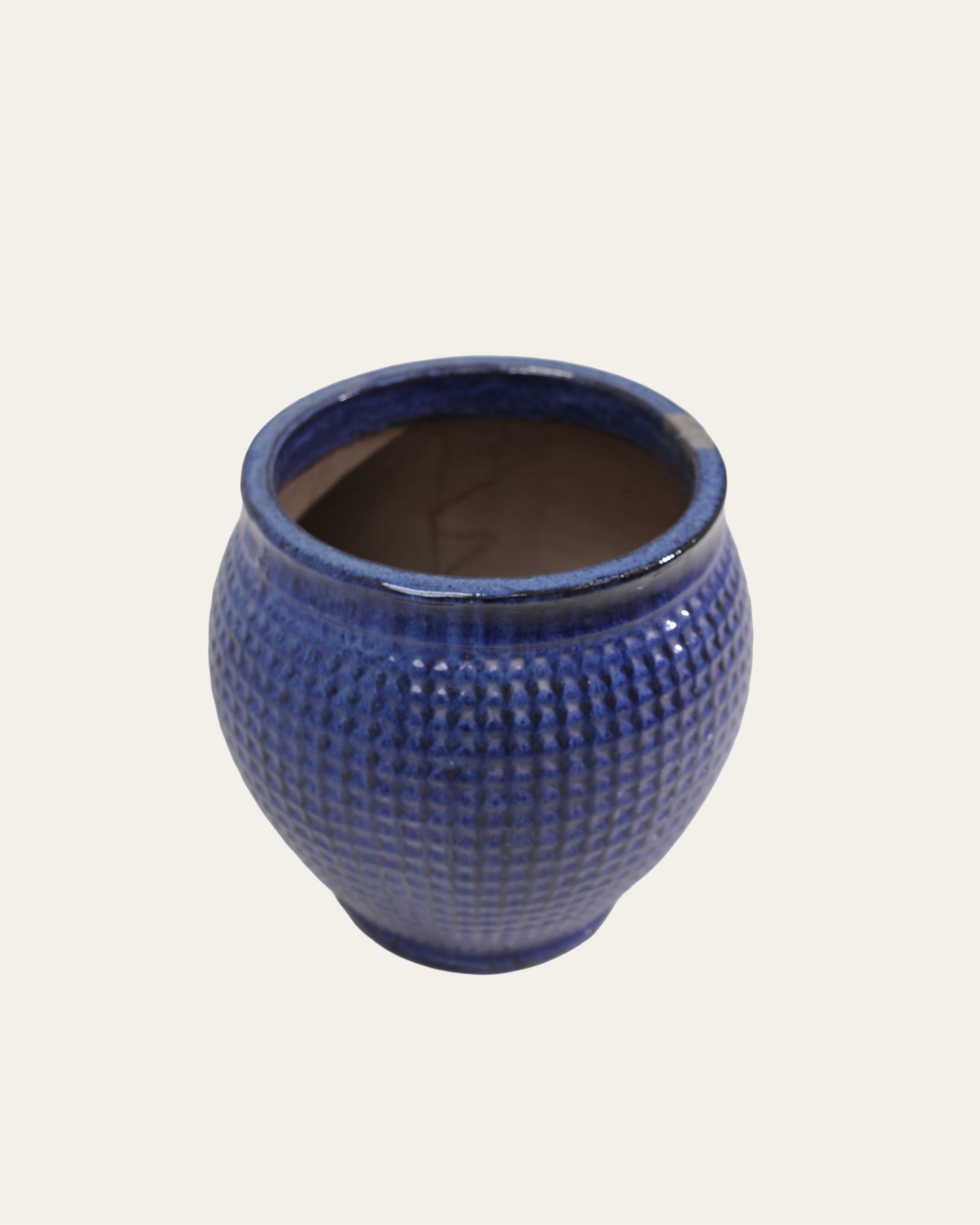 Cobalt Blue Diamond Grid Textured Glazed Pot – 38cm & 43cm
