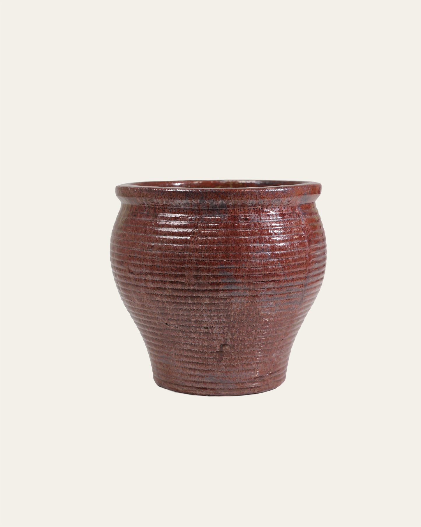 Oxblood Red Ribbed Glaze Terracotta Pot – 47cm & 46cm