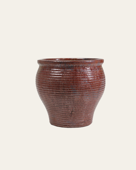 Oxblood Red Ribbed Glaze Terracotta Pot – 47cm & 46cm