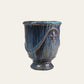 Royal Blue Fleur-de-Lis Embossed Glaze Footed Terracotta Urn – 56 x 68 cm