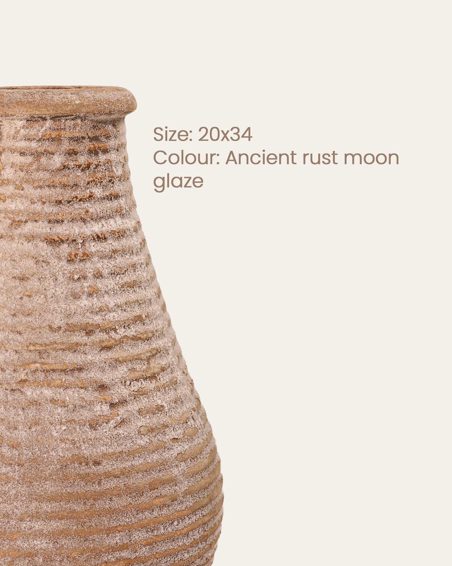 Ancient rust moon glaze Textured Vase - 20x34 cm