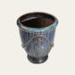 Royal Blue Fleur-de-Lis Embossed Glaze Footed Terracotta Urn – 56 x 68 cm