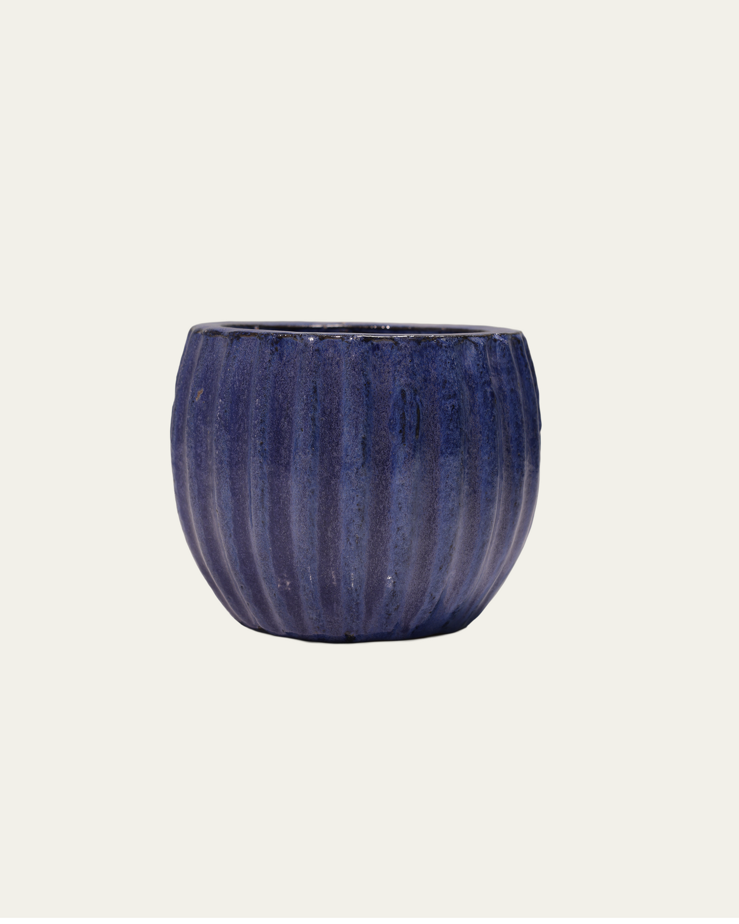 Deep Blue Ribbed Glaze vase