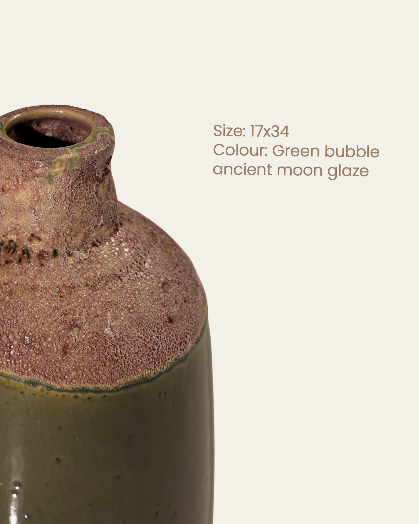 Green bubble ancient moon glaze Vase - 17x34 cm