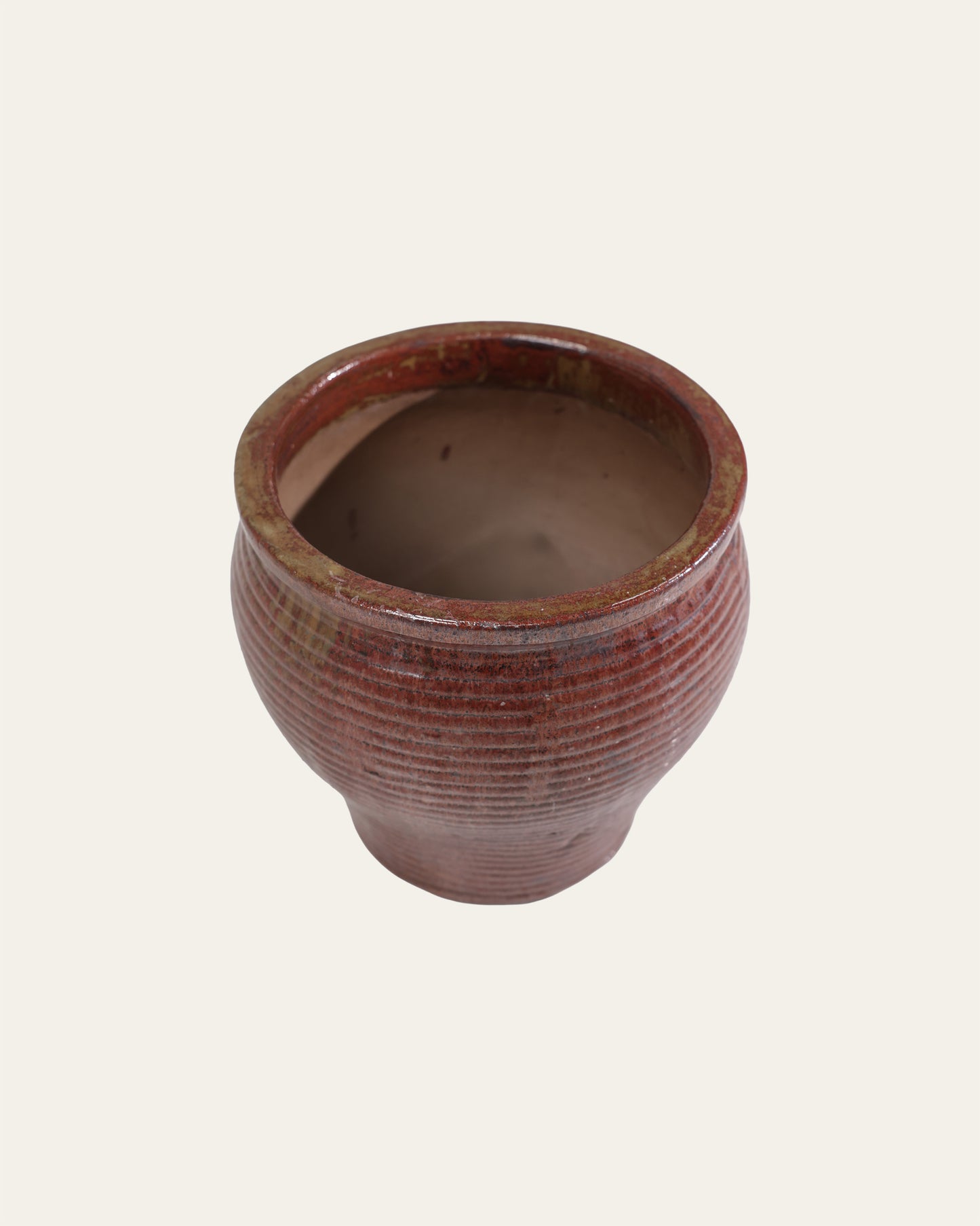 Oxblood Red Ribbed Glaze Terracotta Pot – 47cm & 46cm