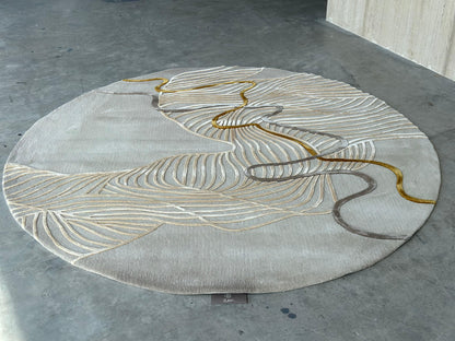 2m Silk Ribbon Gold Carpet - Semi-worsted New Zealand Wool and Cotton Silk - Zuma UAE